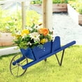 thumbnail image 2 of Gymax Wooden Wagon Planter Decorative Indoor/Outdoor Rustic Flower Cart w/Wheel Blue, 2 of 10