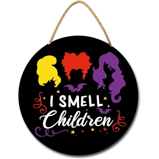 Letrero de madera de Halloween xinyu con 'I Smell Children' y 'Hocus Pocus Witch'