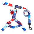 thumbnail image 2 of Flmtop Traction Rope Set Metal Buckle Pet Accessories Polyester Double-sided Printing Harness Traction Rope Set for Walking Sea Blue, 2 of 9