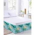 thumbnail image 2 of Teal Marble Bed Skirt King Size, Abstract Art Modern Ink Painting Wrap Around Bed Skirting with Adjustable Elastic Strap, Dust Ruffle Pleated Bedskirts 16 Inch Drop for Bedroom King Beds, 2 of 9
