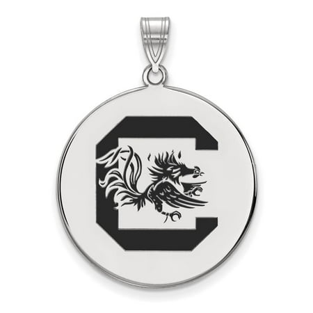South Carolina Extra Large (1 Inch) Enamel Disc Pendant (Sterling Sliver)