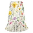 thumbnail image 5 of Watercolor Wildflowers Spring Summer (7) Long Sleeve Dresses For Women Vintage Elegant Party Dress Oversized V-neck Dress S-8XL, 5 of 7