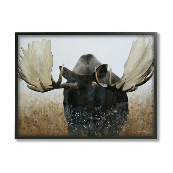 Stupell Industries Moose Portrait Modern Splash Animals & Insects Painting Black Framed Art Print Wall Art, 20 x 16