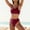A_ Wine, variant on Women's String Bikini Sets Two Piece Halter Ring Triangle Swimsuit Cheeky Thong Bathing Suit Pleated Design with Gold Ring Details Blue L