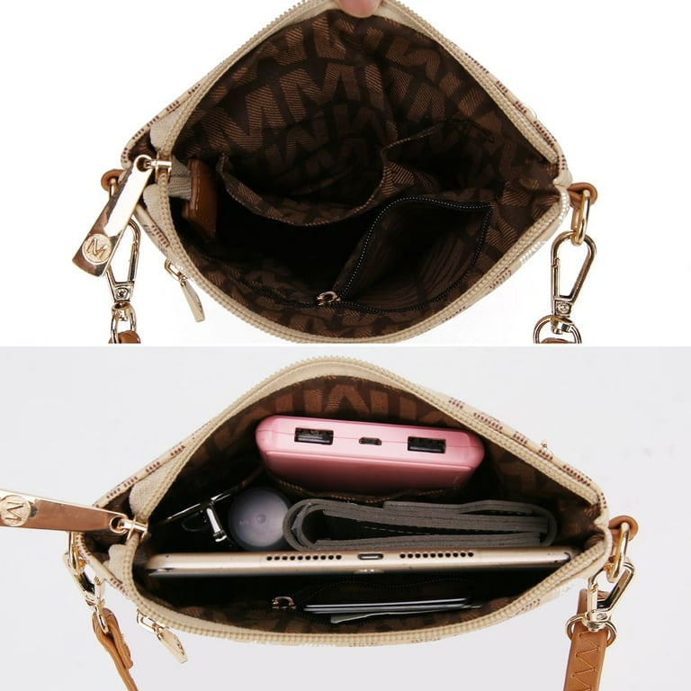 MKF Collection Gaia Crossbody Bag, M Signature Vegan Leather Shoulder Bag Handbag by Mia K - Brown MKF Collection Gaia Crossbody Bag, M Signature Vegan Leather Shoulder Bag Handbag by Mia K - Brown