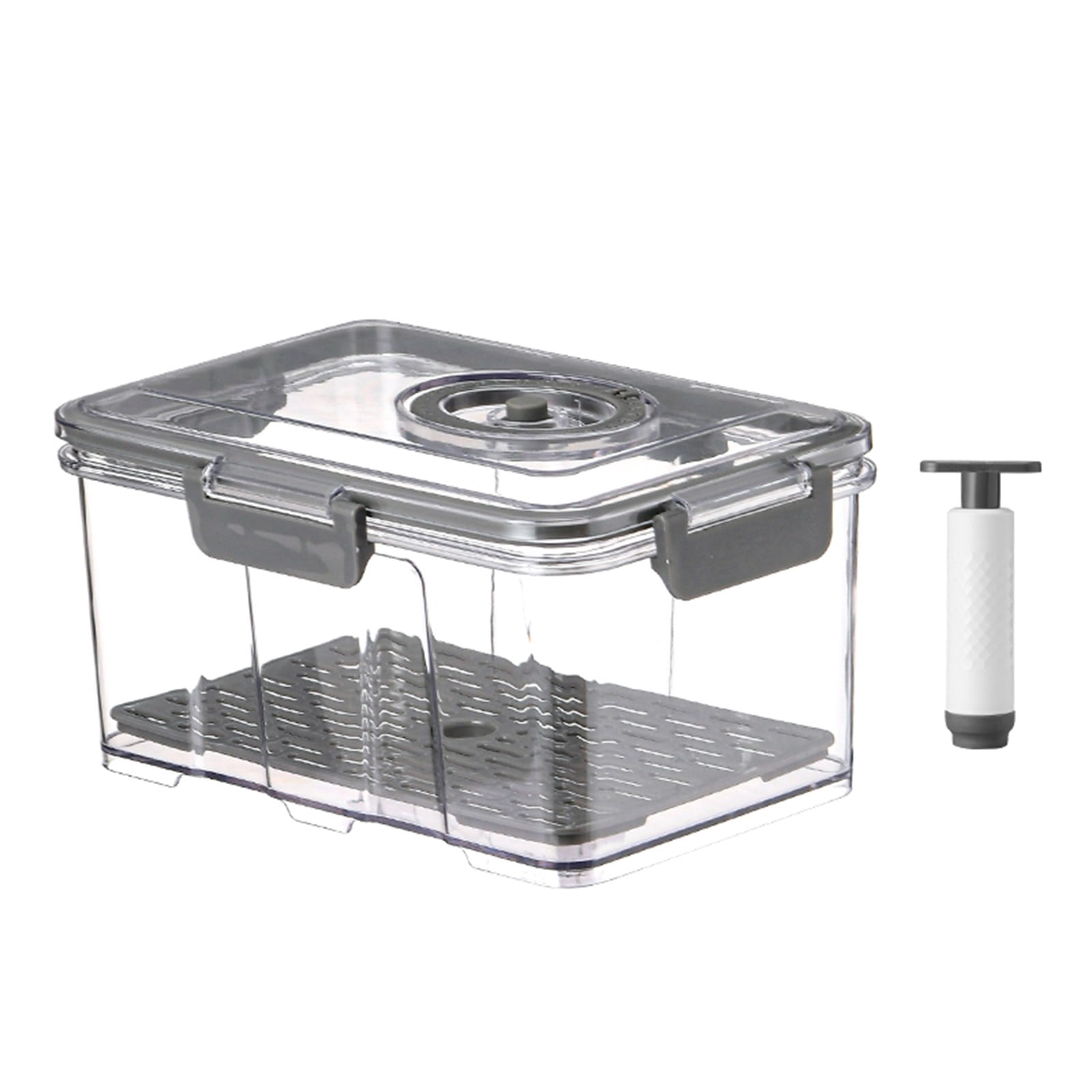 JilgTeok 2 Packs Vacuum Sealed Food Storage Container Transparent Water Draining Box Airtight Jar with Timer Lock for Home Kitchen Food Meat Freshness and Freezing