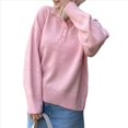 thumbnail image 2 of Suéter Informal Holgado de Larga con Solapa para Mujer, Color Liso, Estilo Holgado, de Punto. Rosa S, 2 of 7