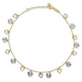 thumbnail image 6 of Auriga Fine Jewelry 14K Tri-Color Gold Heart Anklet 9inchfor Women, 6 of 6
