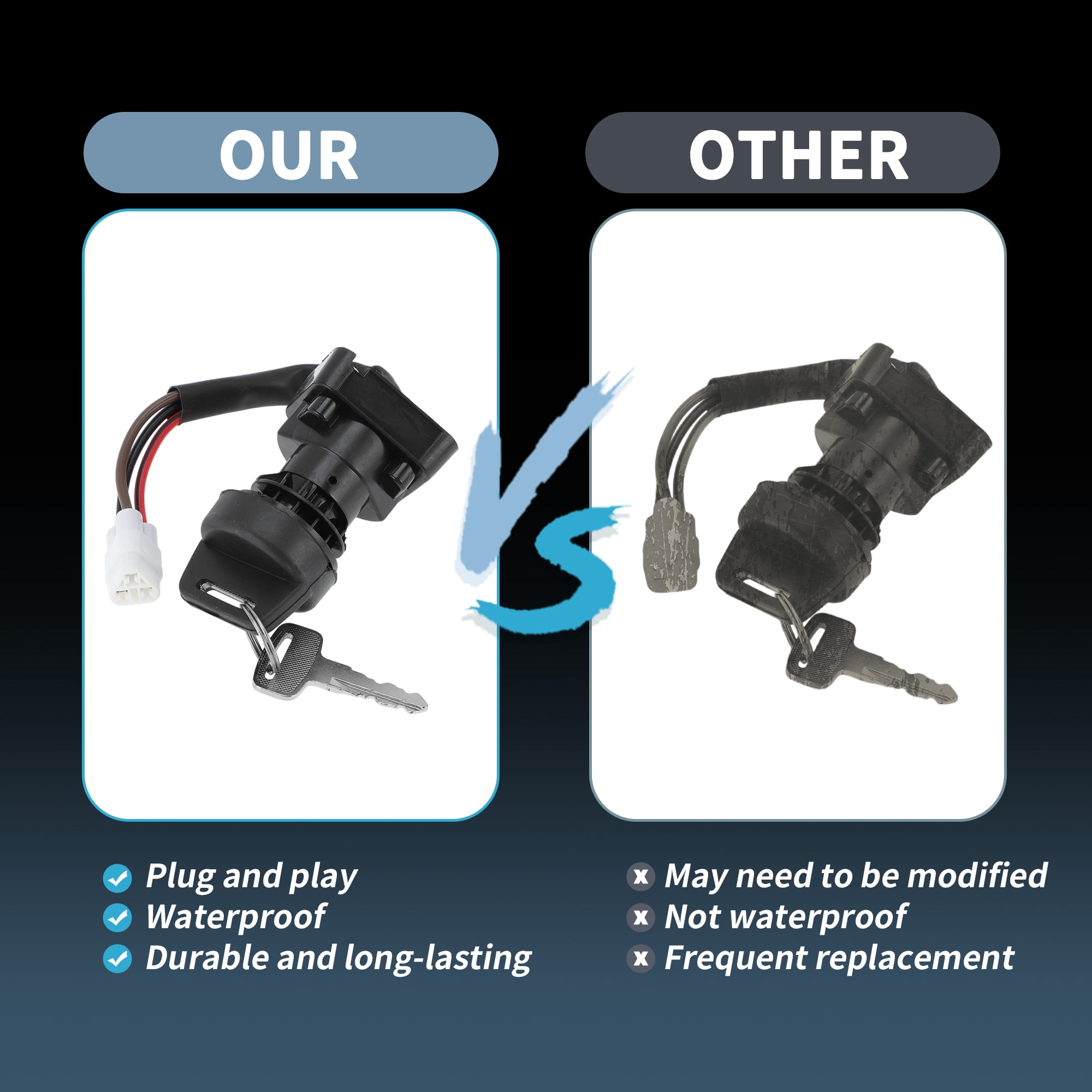 Unique Bargains Ignition Key Switch for Suzuki LTR450 2006-2009 ATV