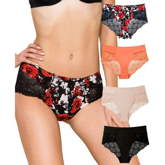 LAVRA Women's 6 Pack Plus Size Seamless No Show Briefs High Waist Full Coverage Panties