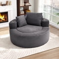 thumbnail image 3 of Muumblus 55" Indoor Round Chaise Lounge with Cup Holders, Oversized Boneless Accent Barrel Chair, Dark Gray Corduroy, 3 of 11