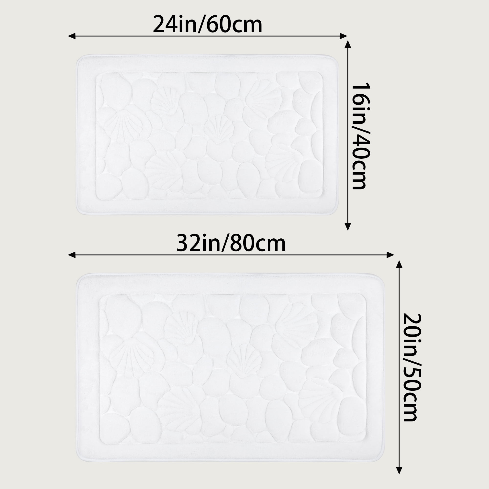 Unique Bargains Shell Pattern Bath Mat Memory Foam Non-Slip Bath Rugs White 16" x 24"