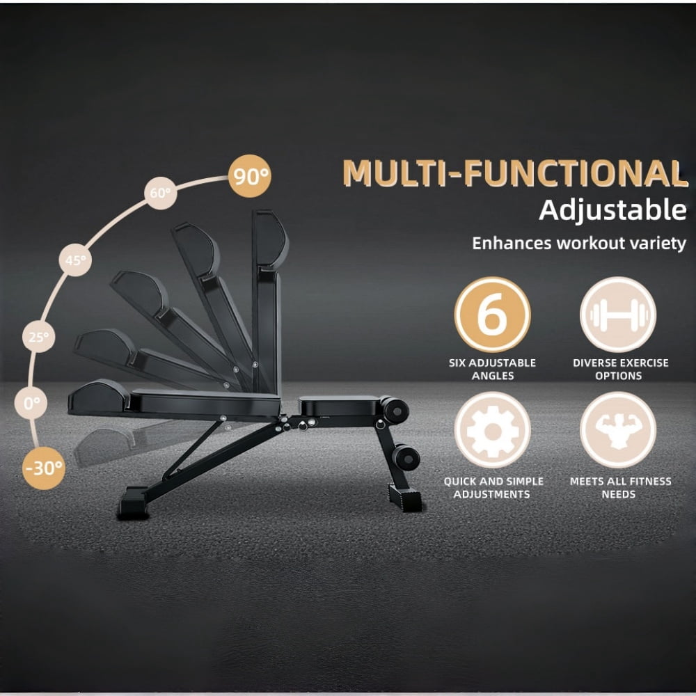 JaxShark Adjustable Foldable Weight Bench 6 Position 770lbs Incline Decline Home Gym Black