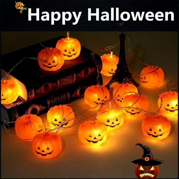Battery Operated Halloween String Lights - 10 LED Pumpkin Lights Battery Powered String Lights Halloween Decorations Lights for Backyard Party Porch Tree Indoor Outdoor Decor