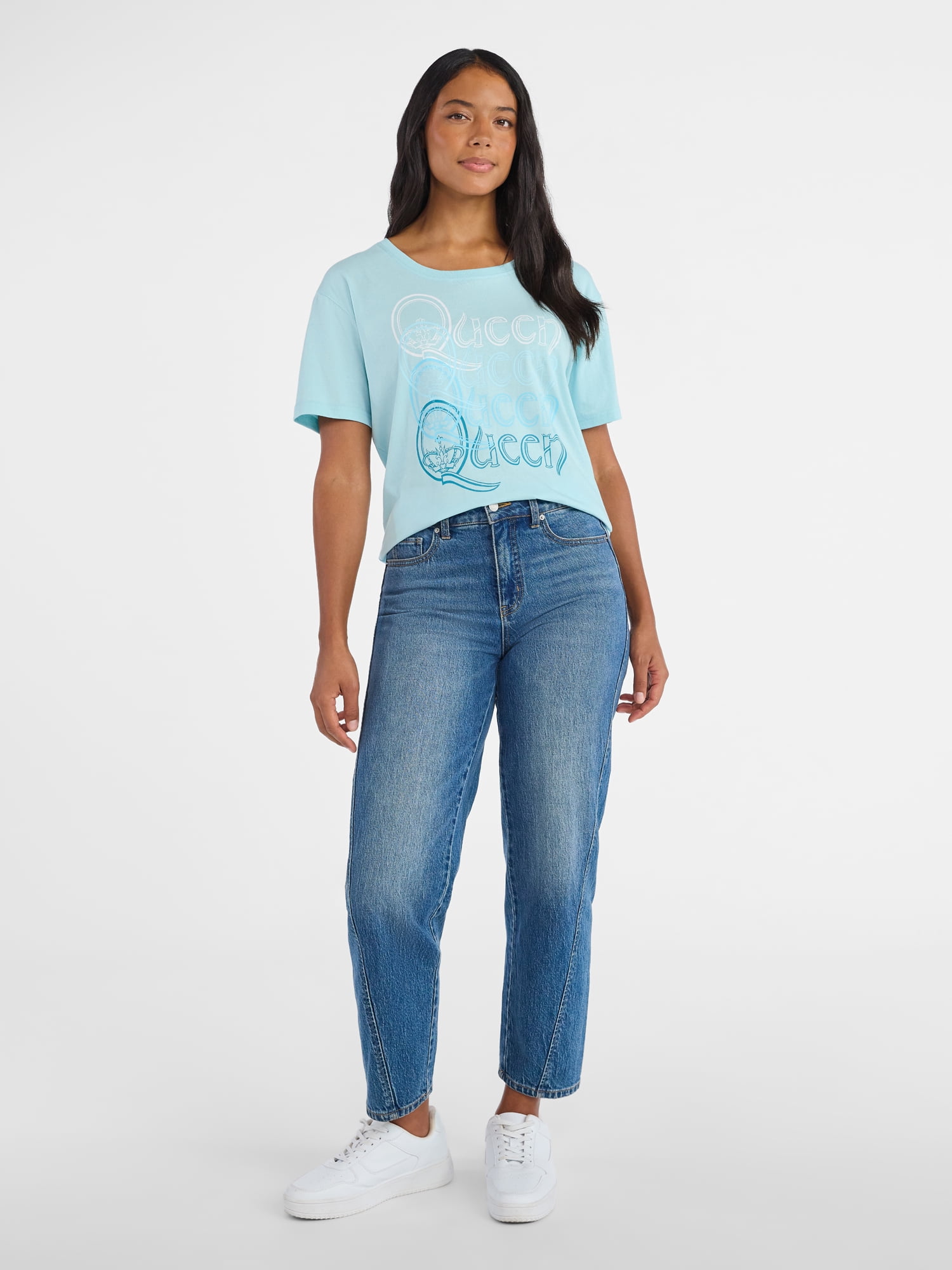 Time and Tru Women's Queen Logo Graphic Tee with Short Sleeves, Sizes XS-XXXL