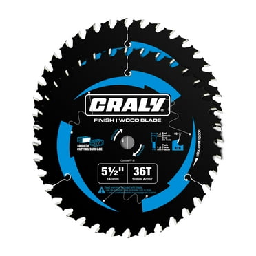 CRALY 5-1/2 Inch 36 Teeth Circular Saw Blade, 10mm Arbor, for Wood Cutting, with Carbide Tipped and Thin Kerf