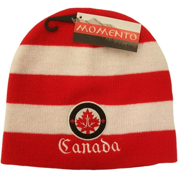 CANADA RED & WHITE STRIPED ADULT TOQUE HAT CAP FITS SMALL TO LARGE TQ 1