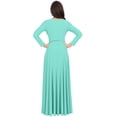 thumbnail image 6 of KOH KOH Long Sleeve Modest Fall Winter Elegant Evening Flowy Empire Waist Full Floor Length Cocktail Formal Tall Pleated Maxi Dress Gown Abaya For Women Light Mint Green XXX-Large US 22-24 NT009, 6 of 7