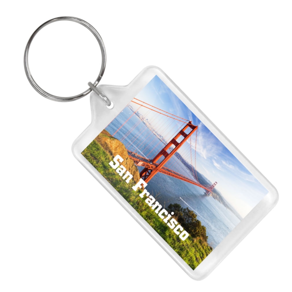 Golden Gate Bridge San Francisco Black Leather Keychain 