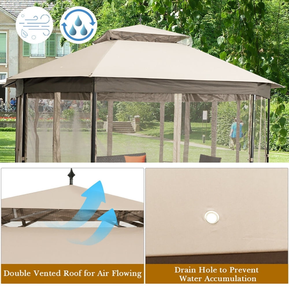 Aimee Lii 10' x 12' Octagonal Patio Gazebo, Backyard Canopy Gazebo, Beige Aimee Lii 10' x 12' Octagonal Patio Gazebo, Backyard Canopy Gazebo, Beige