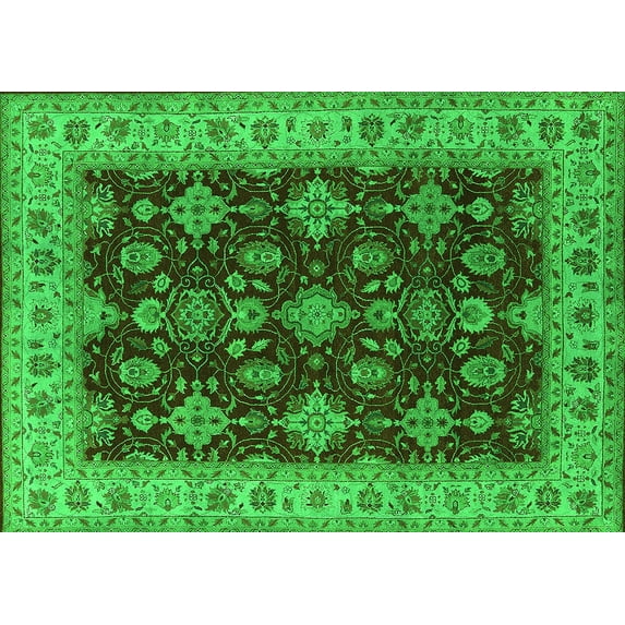 Ahgly Company Indoor Rectangle Oriental Green Industrial Area Rugs, 4' x 6'