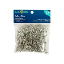 Hello Hobby Silver Safety Pins 200 Count with Assorted Sizes, Nickel-Plated Steel