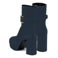 thumbnail image 3 of XYD Women Fashion Square Toe Ankle Boots Metal Buckle Strap Chunky Platform Heel Zip-up Boots Chic Shoes Size 15.5 Navy, 3 of 4