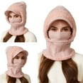 thumbnail image 6 of DJN Women's 3-in-1 Knit Hat Scarf Set Color Block Winter Neck Warmer Outdoor Windproof Cold Weather Hat Pink One Size, 6 of 6