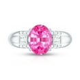 thumbnail image 4 of Rosec Jewels Oval Shape Lab Grown Pink Sapphire Solitaire Ring with Diamond (8X10 MM), 925 Sterling Silver, US 8.00, 4 of 9