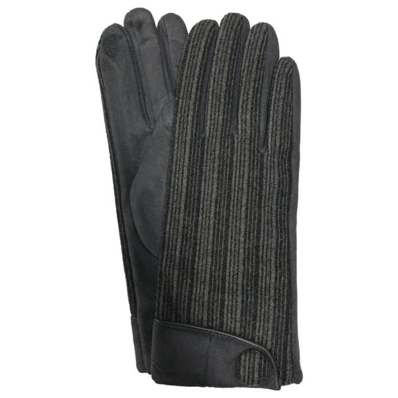 Womens Charcoal Gray Stripe Stretch Fit Text & Tech Touchscreen Driving Gloves