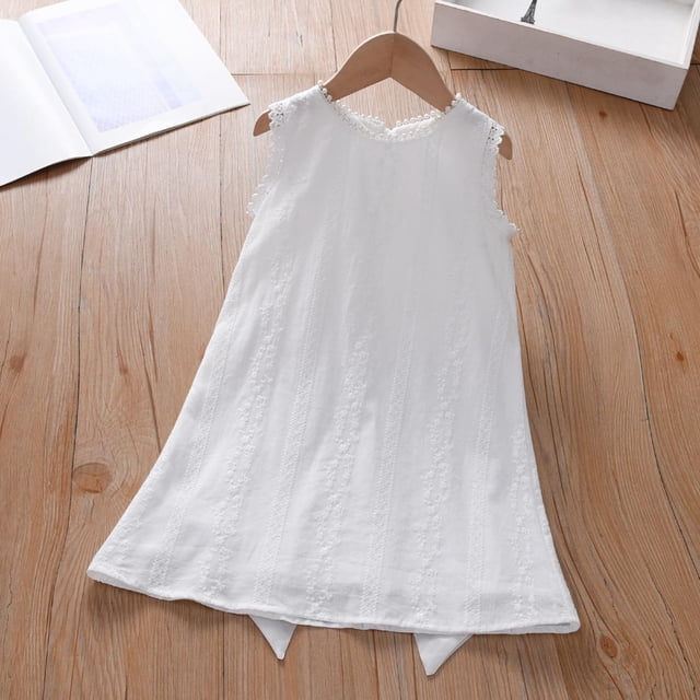 LOVZFMLL Robe d'Été Sans Manches pour Tout-Petites Filles, Imprimé Graphique, Robe à Manches Volantées