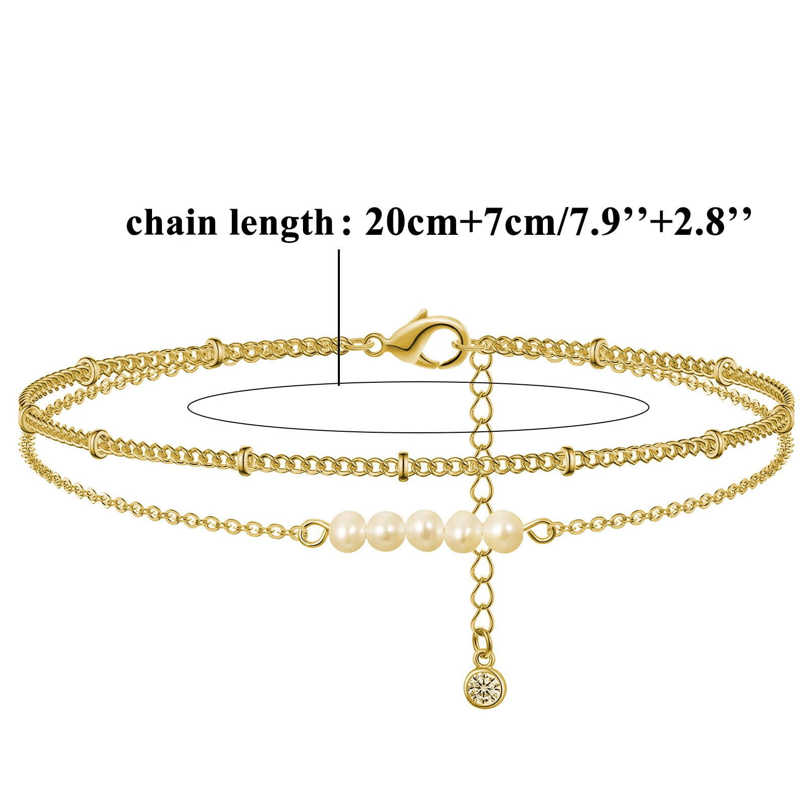 beads pendant double anklets keusn for bracelet pearl ankle bracelet layer h gold women beach boho chains foot anklets