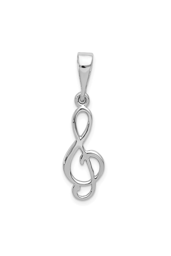 14k White Gold Treble Clef Pendant Charm