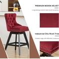 thumbnail image 6 of Swivel Counter Height Bar Stools Set of 4, Modern Bar Stools for Kitchen Island, Red Barstools with Backs, Sillas para Barra de Cocina, Velvet Island Chairs with Wood Legs (Burgundy, 4Pcs), 6 of 6