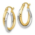 thumbnail image 2 of FB Jewels Leslie's 14K Two Tone Gold Diamond-cut Hinged Hoop Earrings, 2 of 3