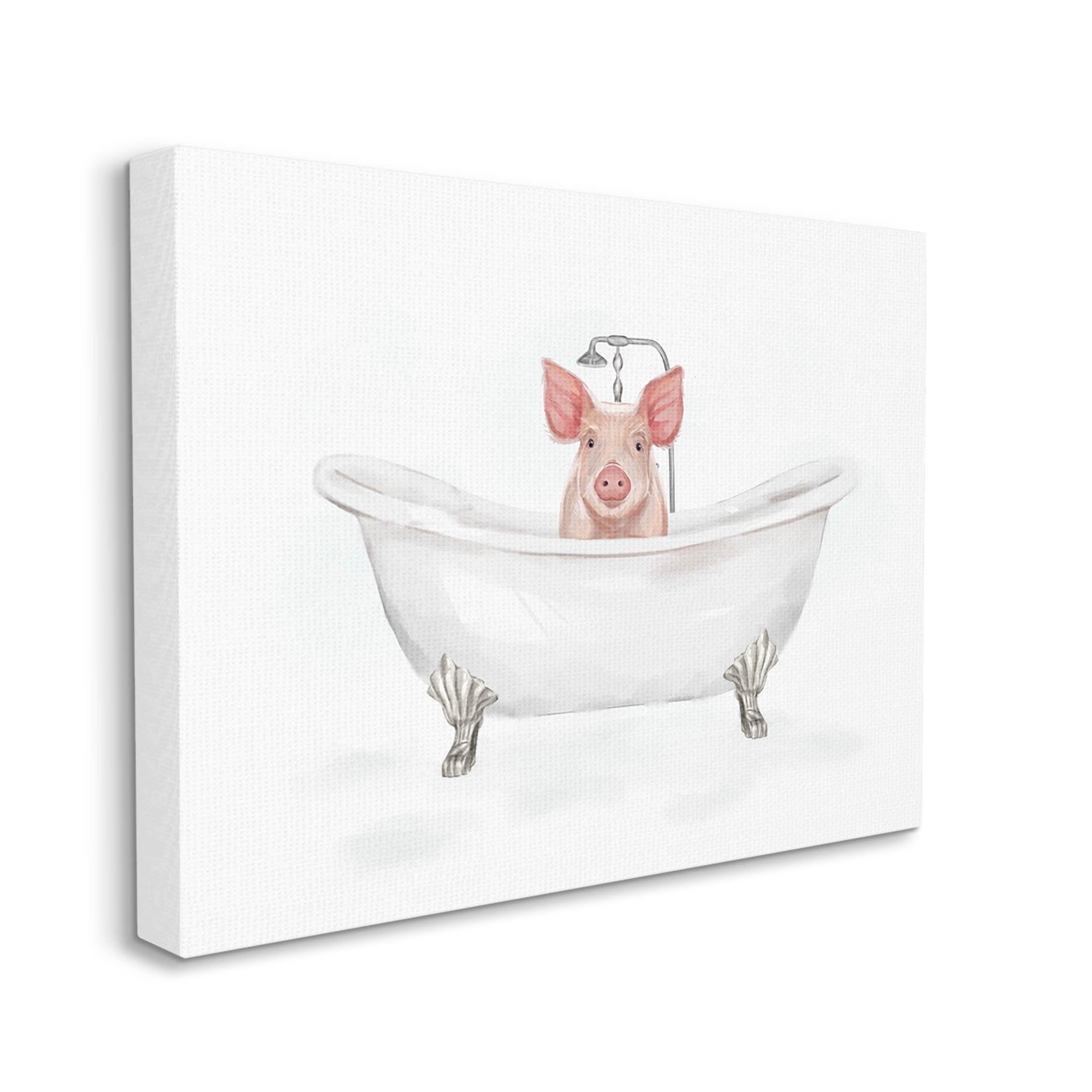 Country Pig Cute Bathtub Animals & Insects Graphic Art Gallery Wrapped Canvas Print Wall Art