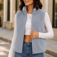 thumbnail image 2 of Karight Women's Fleece Vest Zip Up Stand Collar Sleeveless Lightweight Winter Warm Coat with Double-Sided Sherpa, 2 of 7