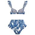 thumbnail image 5 of ZQGJB Sexy Two Piece Tankini Swimsuit with Chiffon Wrap Around Long Skirt for Women Vintage Summer Floral Printed Tummy Control Bathing Suit 3 Piece Set #14-Blue S, 5 of 6