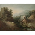 thumbnail image 2 of Thomas Gainsborough 18x15 Black Ornate Wood Framed Double Matted Museum Art Print Titled - Rocky, Wooded Landscape with a Dell and Weir (C. 1782-1783), 2 of 5