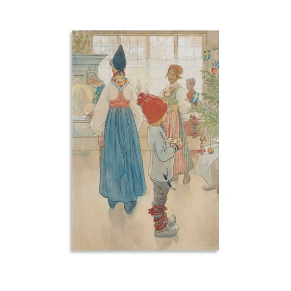 Carl Larsson Art Poster Christmas Eve Painting Poster Art Poster Canvas Painting Decor Wall Print Photo Gifts Home Modern Decorative Posters 16x24inch(40x60cm)
