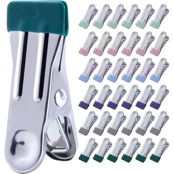 Jimin 36 Pcs Heavy Duty Clothes Pins, Stainless Steel Colored Clothespins for Photo, Bag, Food, Multipurpose Metal Clips for Clothes, Crafts, Socks, Beach, Towel, Laundry, Pool Clamps for Outdoor