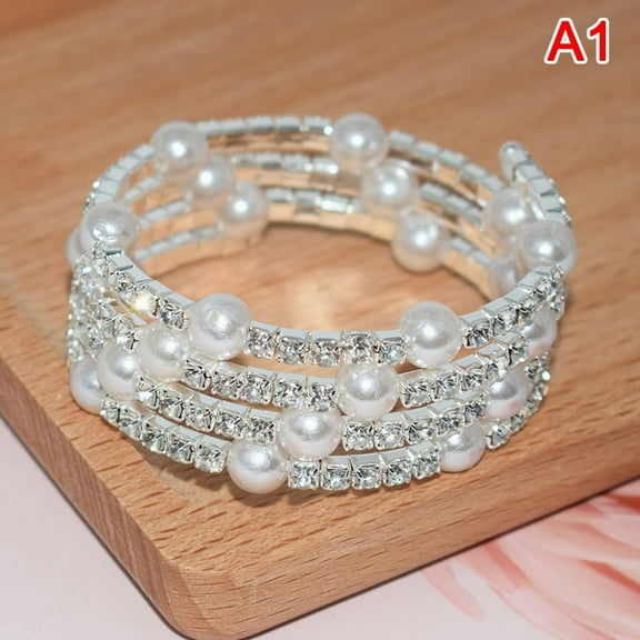 Elegant Crystal Imitation Pearl Bracelet Multilayer Stretchable Pearl Bracelet Pearl Bracelet for Women Bridal Jewelry Gift