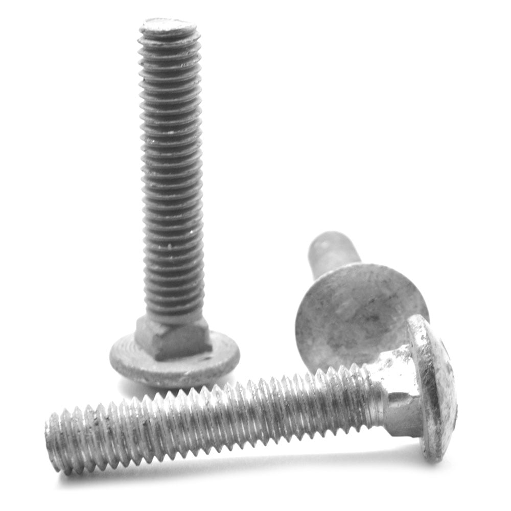 5/16"-18 x 1/4" (FT) Coarse Thread A307 Grade A Carriage Bolt Low Carbon  Steel Hot Dip Galvanized Pk 100