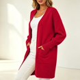thumbnail image 5 of COMVALUE Women's Classic Cardigans Long Sleeve Open Front Casual Knit Cardigan Sweaters Coat Soft Outwear (Red, XL), 5 of 7