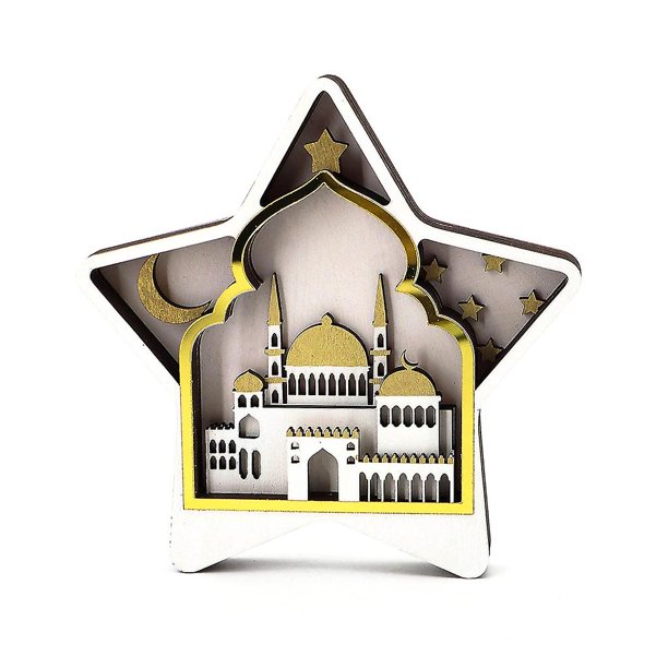 Adorno de estrella de madera Eid, castillo lunar, manualidades, adornos decorativos