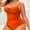 Orange, variant on Swimsuit Women Plus Size Solid Color Swimsuits Leisure Square Neck Sleeveless Bathing Suit Gift for Women