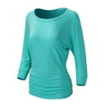 thumbnail image 3 of URBAN DAIZY Women's Boat Neck 3/4 Sleeve Dolman Tops All Purpose Staple Draped Tunic with Side Shirring Ruched Shirt Blouse A71_AT5574 Blue Mint 3XL, 3 of 6