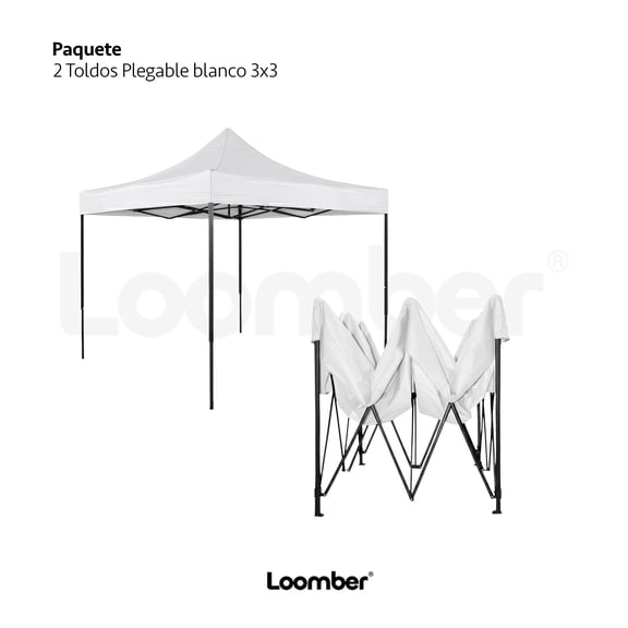 Combo 2 Toldos Impermeables y Plegables LOOMBER Padua Blanco 3x3