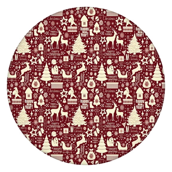 Colorful Christmas Striped Pattern Round Fitted Tablecloth with Elastic Edge,Dining Table Cover Waterproof,Outdoor Round Tablecloth for Camping,Dining,Indoor and Outdoor
