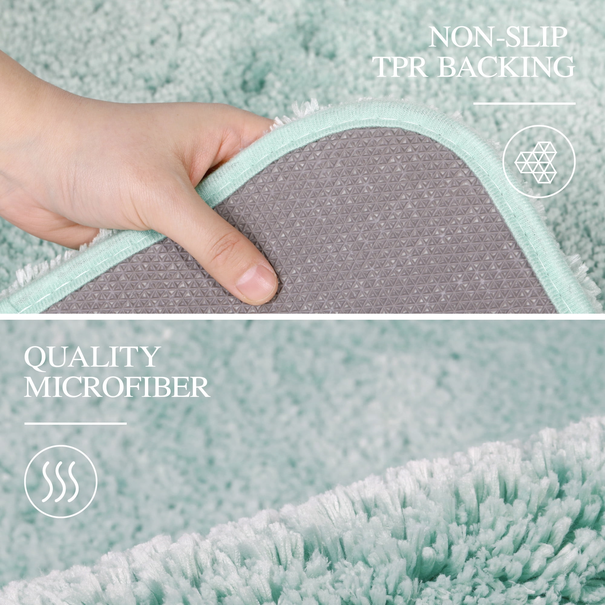 Walensee Shag Bath Rug, Non Slip Bath Mat for Bathroom, 16"x24", Aqua, Machine Wash